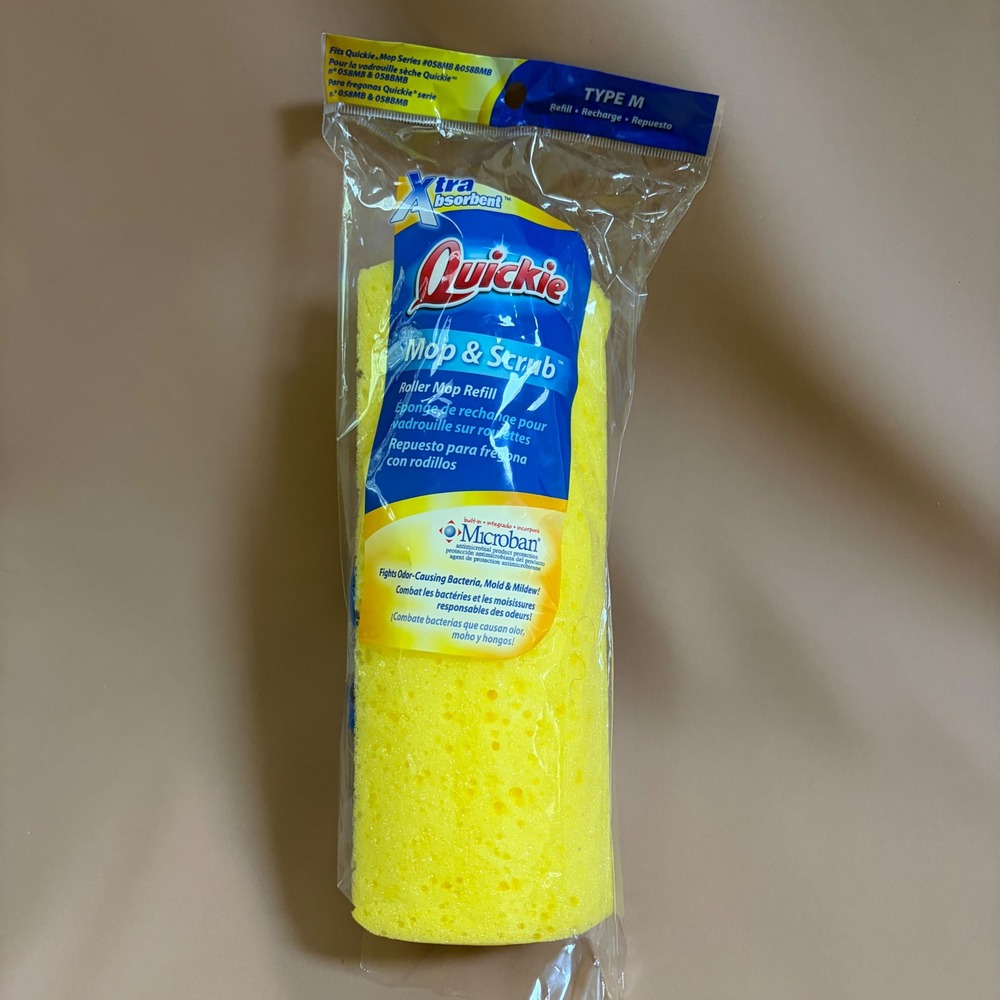 Quickie Mop & Scrub Roller Mop Refill Type M Yellow Microban 058MB 058BMB Open